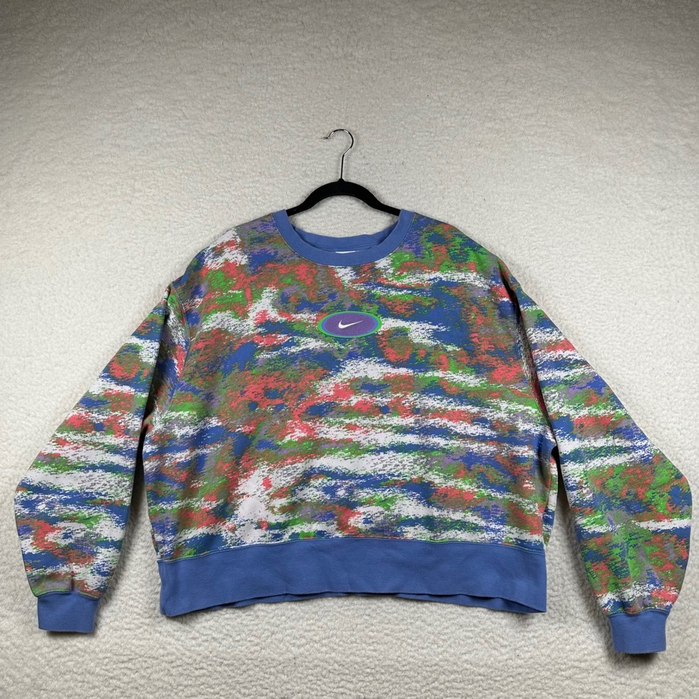 Nike Sweatshirt Womens 2X Abstract Camo Graphic Pullover Crewneck 2XL Retro